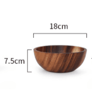 Acacia wooden bowl (Option: Brown-18X7.5cm)