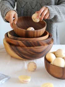 Acacia wooden bowl (Option: Brown-All size)
